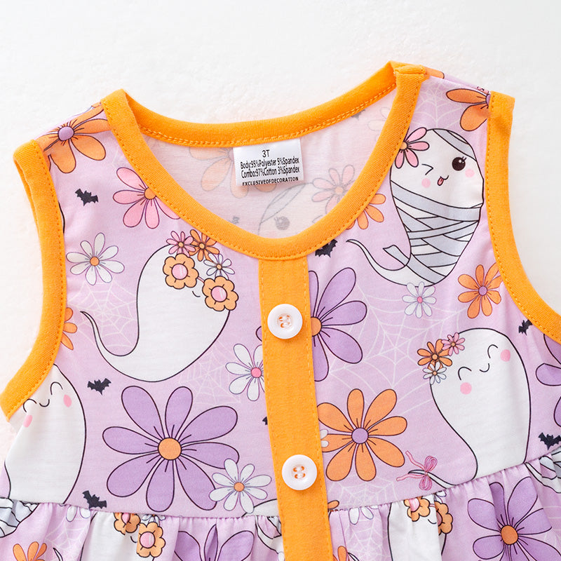 (In Stock)Girls Halloween Ghost Print Outfit Set