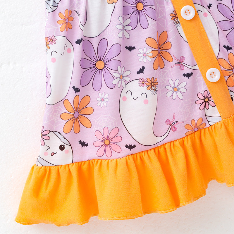 (In Stock)Girls Halloween Ghost Print Outfit Set