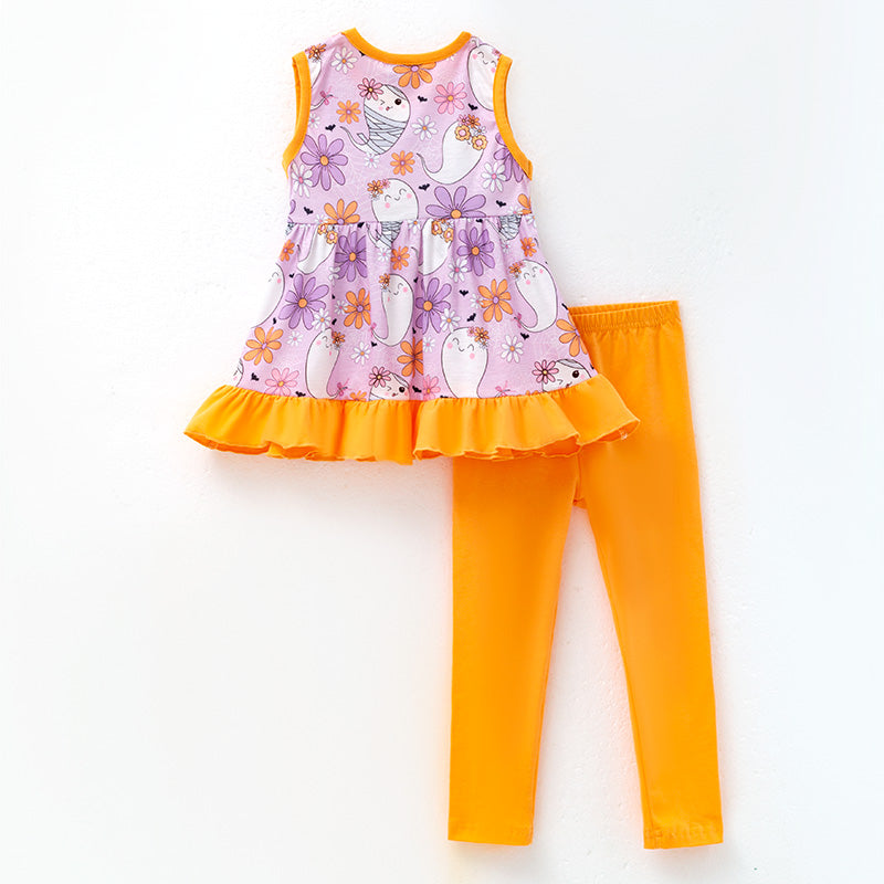 (In Stock)Girls Halloween Ghost Print Outfit Set