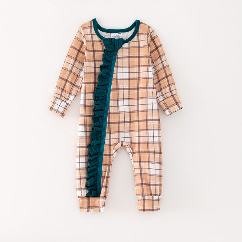 (In Stock G32-05-02)Baby Girls Yellow Plaid Romper