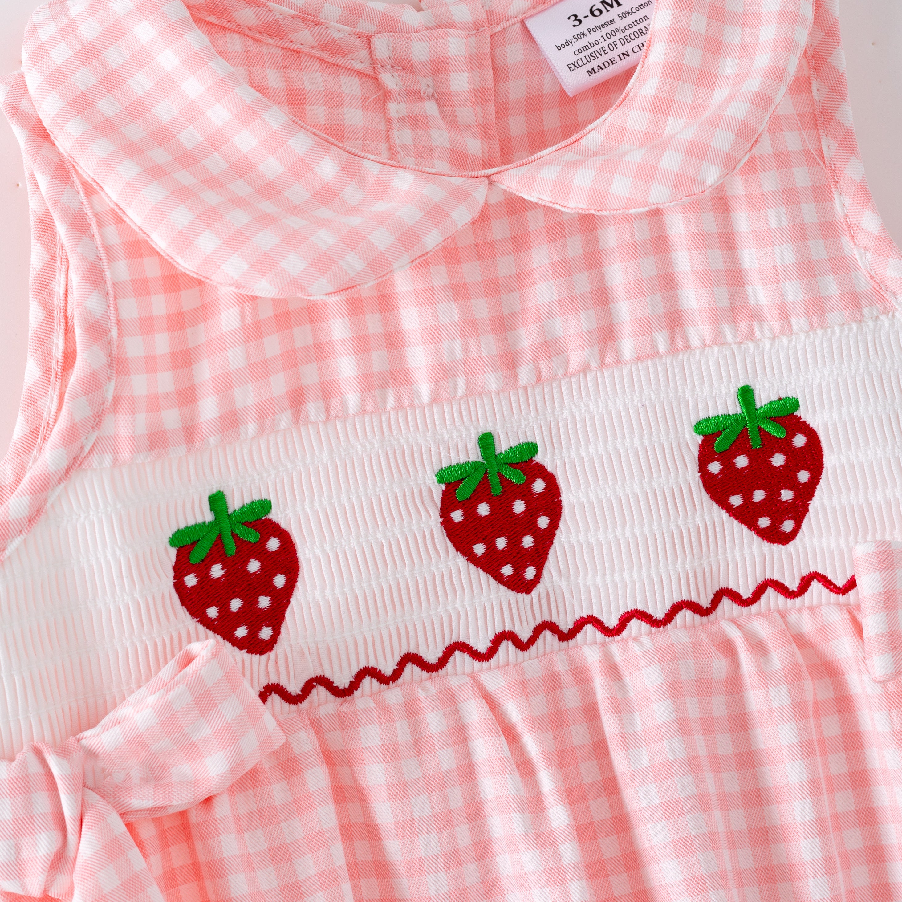 (In Stock)Girls Spring&Summer Strawberry Embroidery Smocked Set&Romper