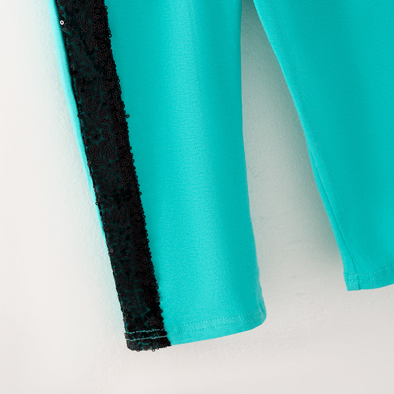 (In Stock G31-05-03)Girls Turquoise Hooded Sports Set