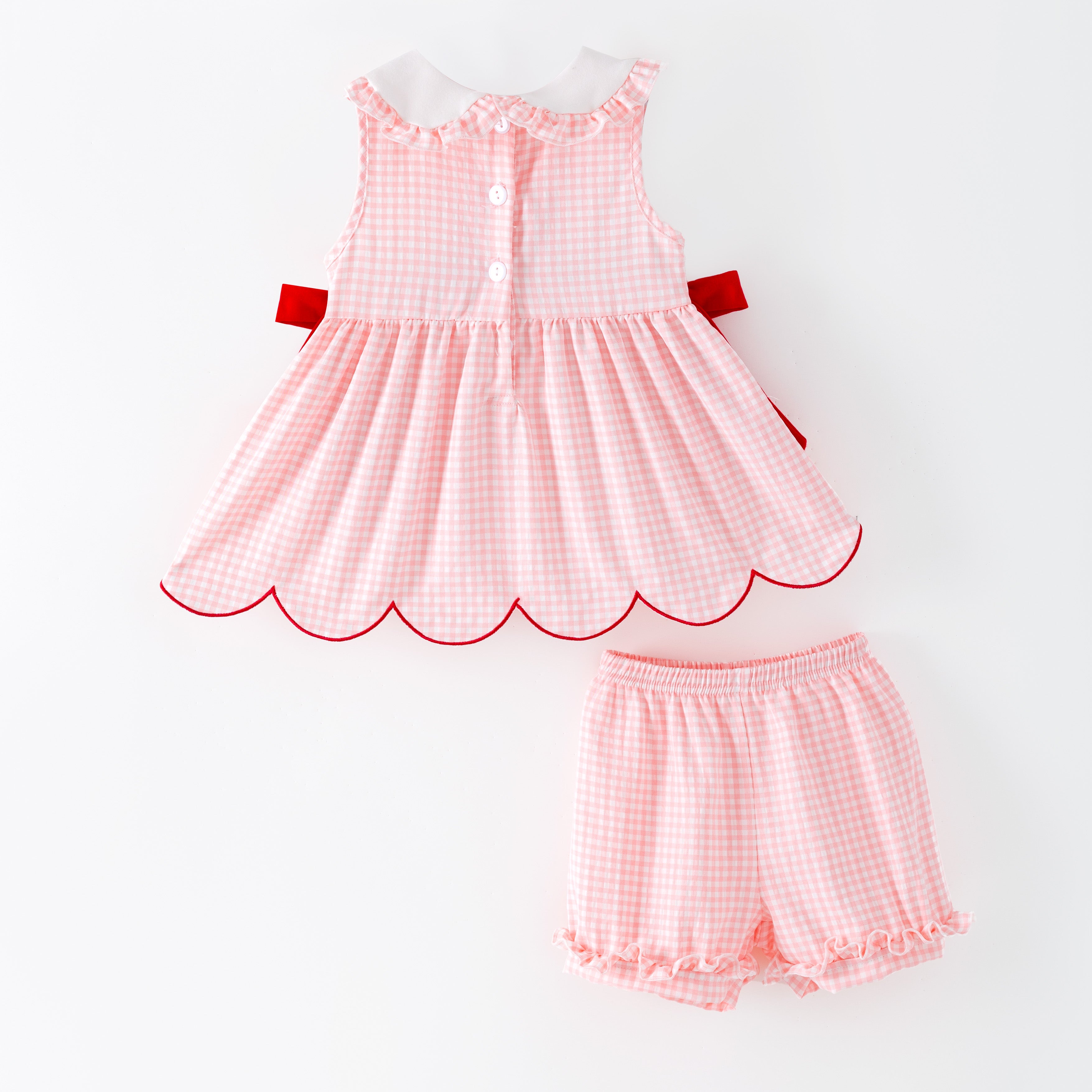 (In Stock)Girls Spring&Summer Strawberry Embroidery Smocked Set&Romper
