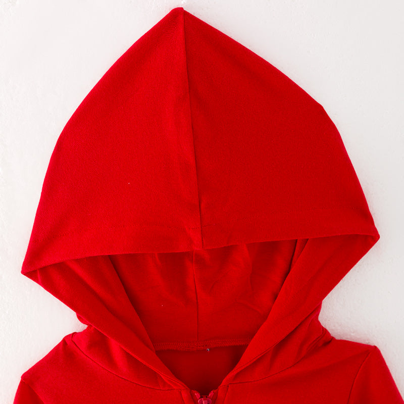 (In Stock G31-04-03)Girls Red Hooded Sports Set
