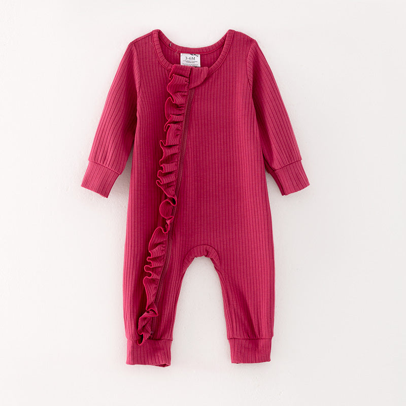 (In Stock G31-02-02)Baby Girls Fuchsia Zipper Romper