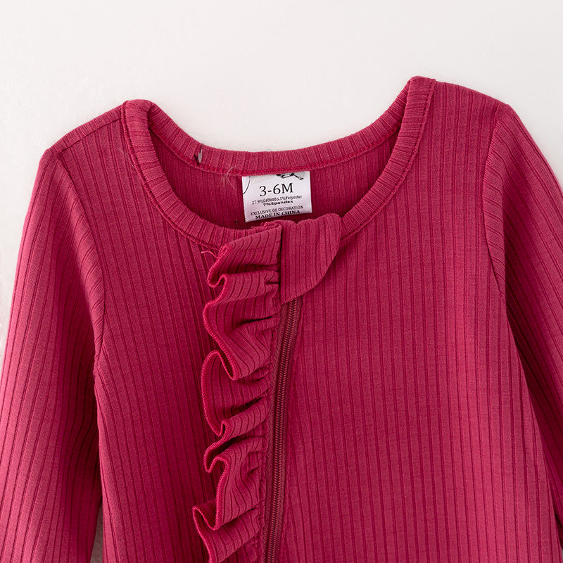 (In Stock G31-02-02)Baby Girls Fuchsia Zipper Romper