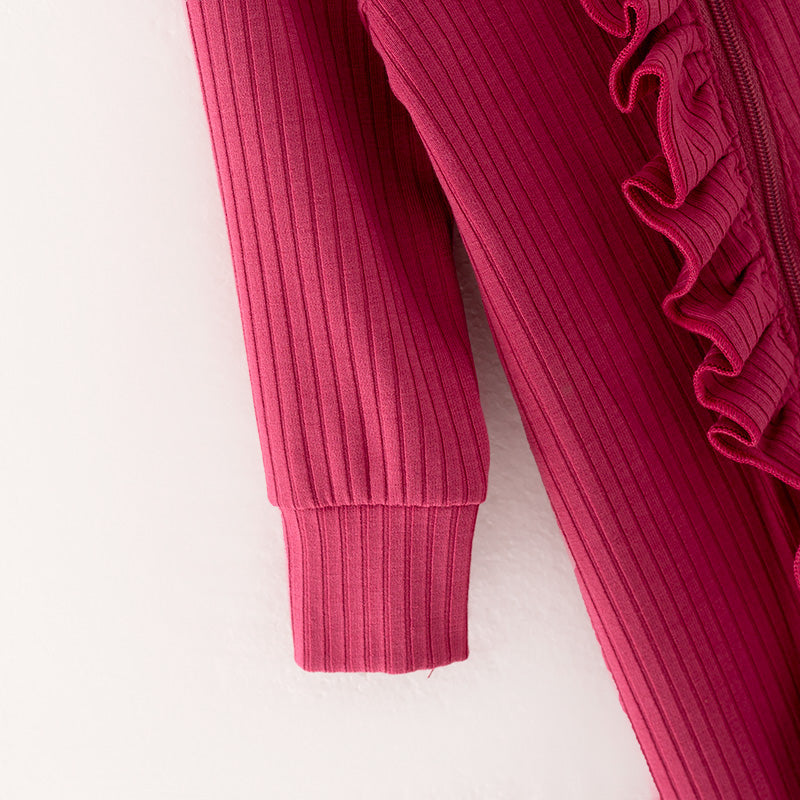(In Stock G31-02-02)Baby Girls Fuchsia Zipper Romper
