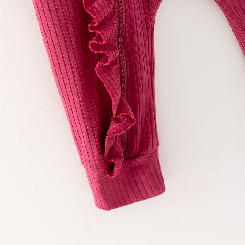 (In Stock G31-02-02)Baby Girls Fuchsia Zipper Romper