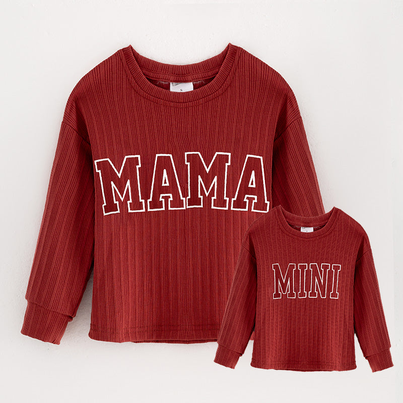 (In Stock G21-04-02)Mommy Dark Red “MAMA” Print Top