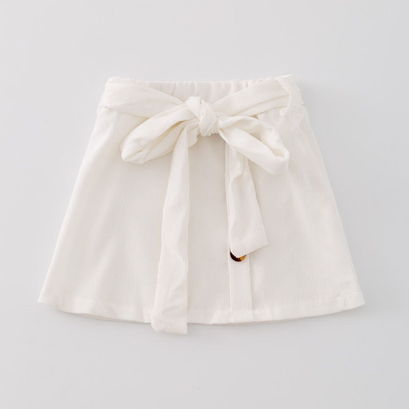 (In Stock L31-01-03)Girls Stylish White Tie Bow Skirt