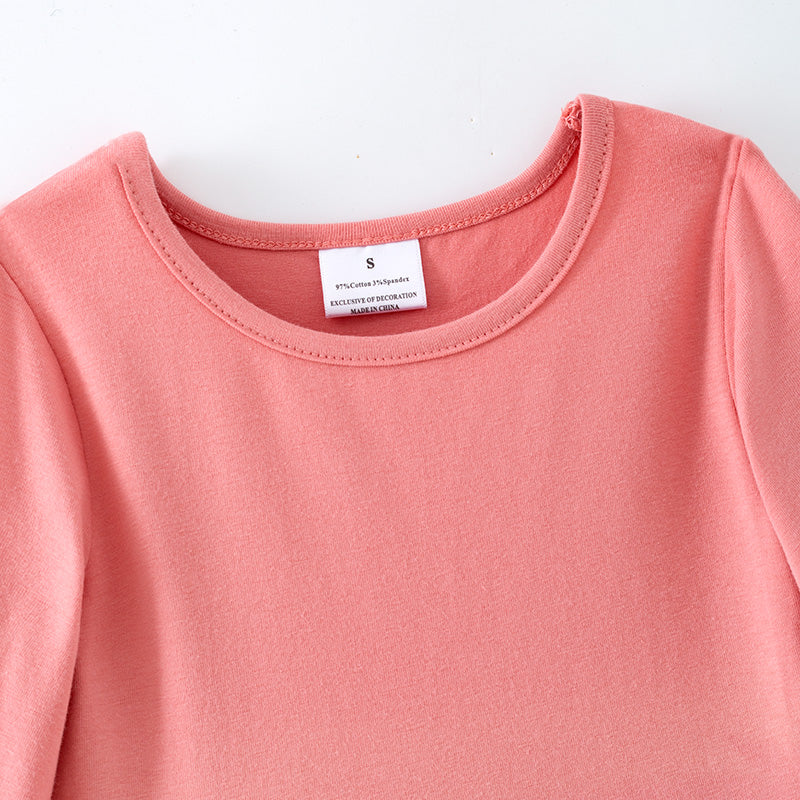 (In Stock)Girls Fall&Winter Shock Pink Cotton Dress