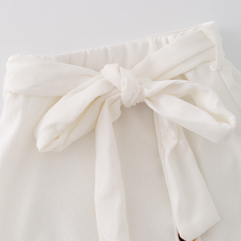 (In Stock L31-01-03)Girls Stylish White Tie Bow Skirt