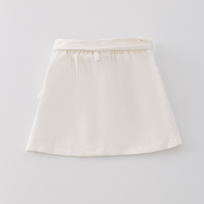 (In Stock L31-01-03)Girls Stylish White Tie Bow Skirt