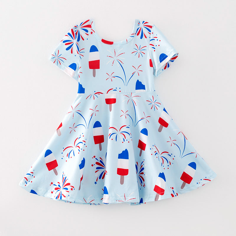 (In Stock)Girls Spring and Summer Ice Sucker Print Dress