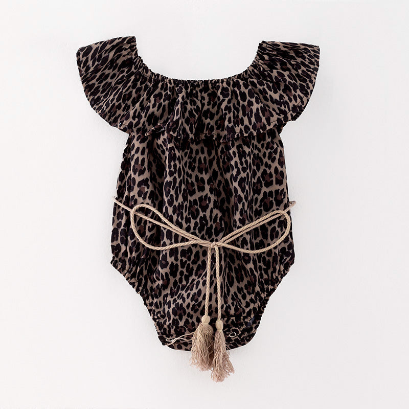 (In Stock)Toddler Girls Spring and Summer Leopard Print Romper