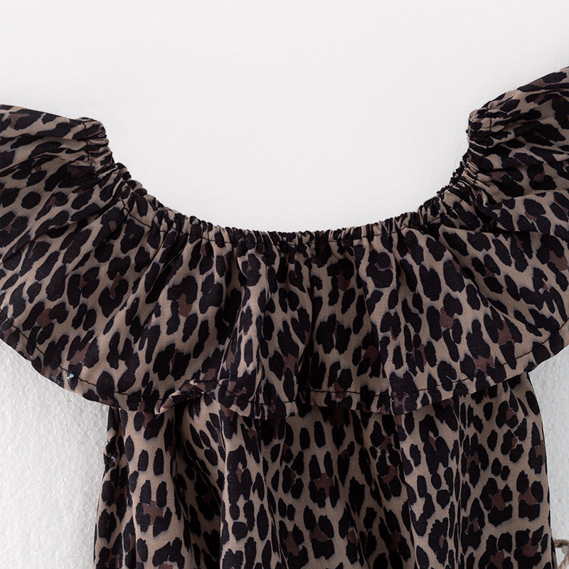 (In Stock)Toddler Girls Spring and Summer Leopard Print Romper