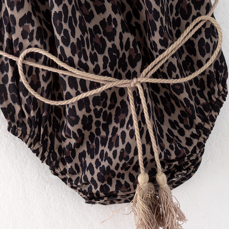 (In Stock)Toddler Girls Spring and Summer Leopard Print Romper