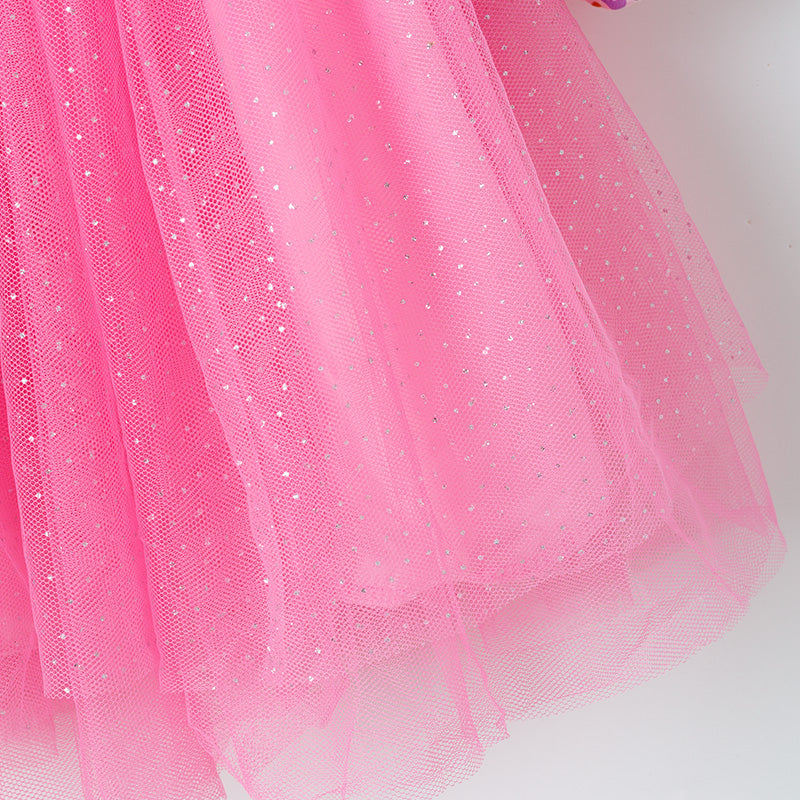 (In Stock)Girls Halloween Print Pink Tulle Dress
