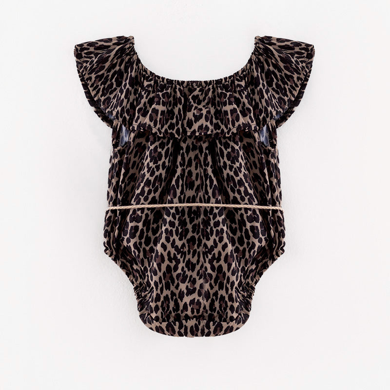 (In Stock)Toddler Girls Spring and Summer Leopard Print Romper