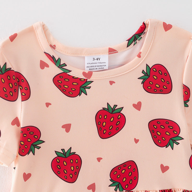 (In Stock)Girls Spring and Summer Strawberry Print Dress