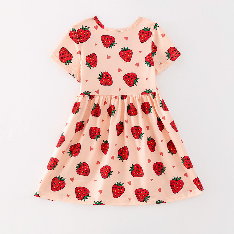 (In Stock)Girls Spring and Summer Strawberry Print Dress