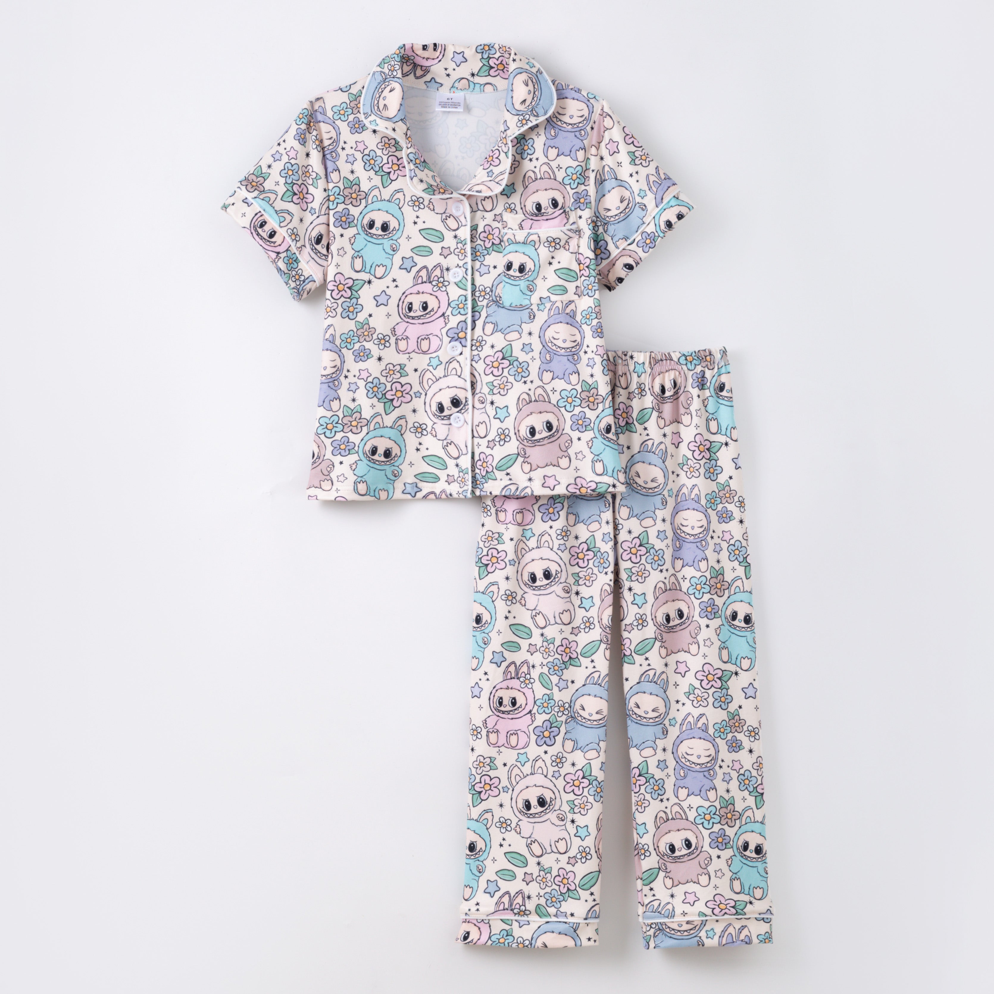(Pre Order)Girls Spring and Summer Cartoon Print Pajamas
