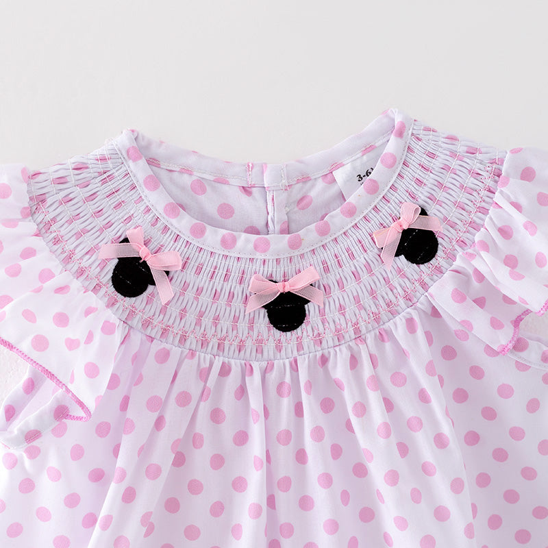 (In Stock)Toddler Girls Cartoon Embroidery Smocked Bloomer Set