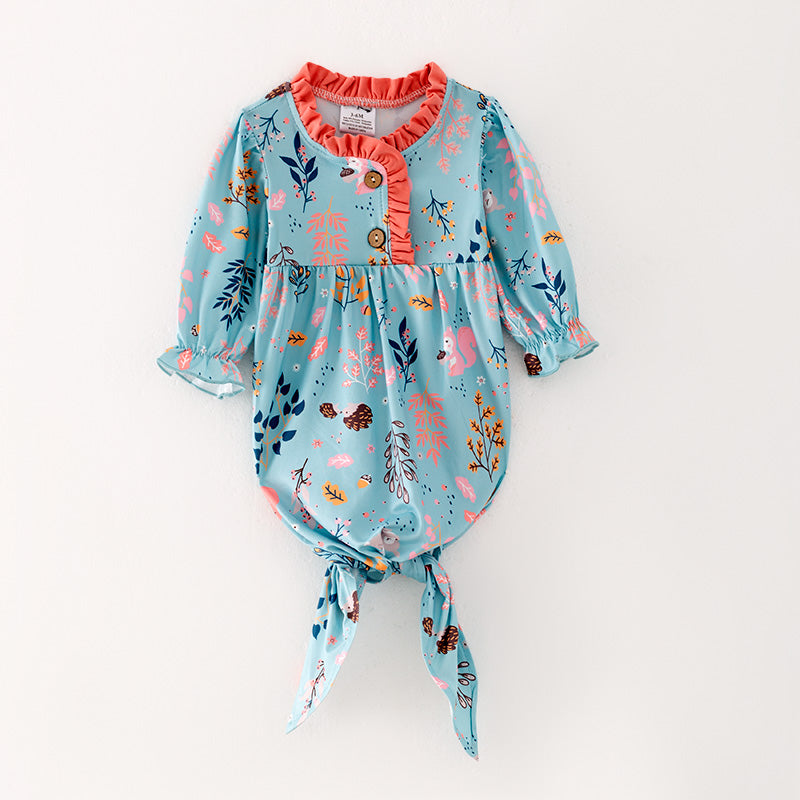 (In Stock G31-2-3)Baby Girls Cartoon Print Baby Gown