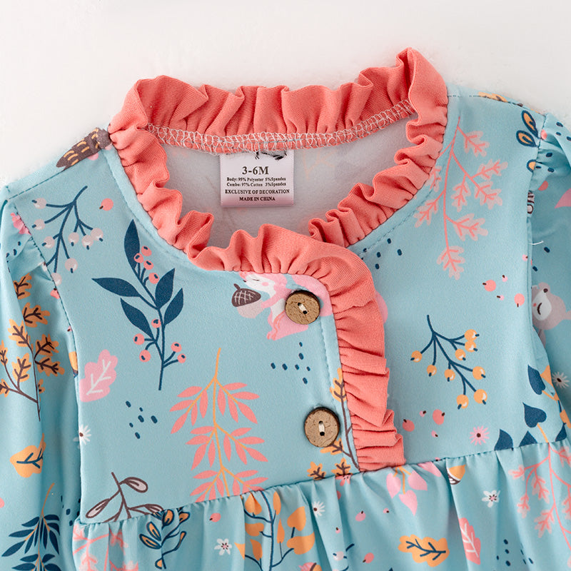 (In Stock G31-2-3)Baby Girls Cartoon Print Baby Gown