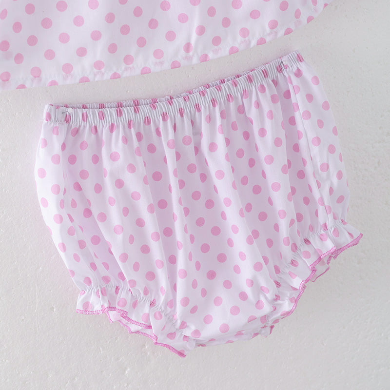 (In Stock)Toddler Girls Cartoon Embroidery Smocked Bloomer Set