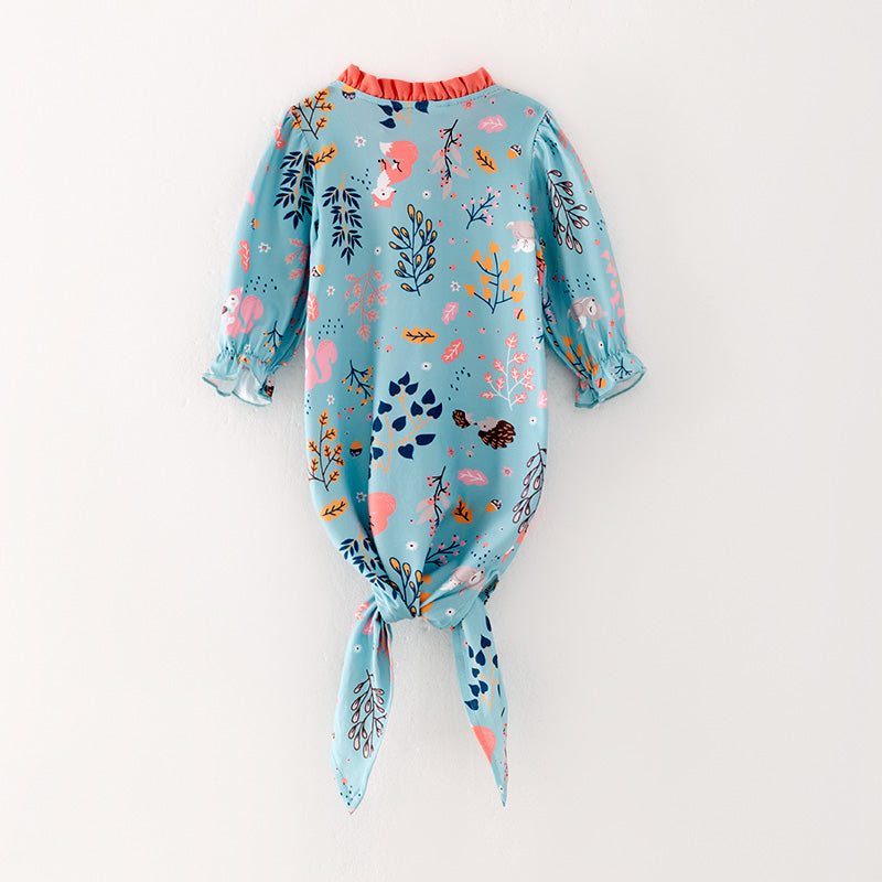 (In Stock G31-2-3)Baby Girls Cartoon Print Baby Gown