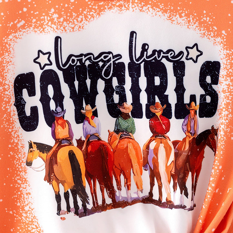 (In Stock)Girls Spring and Summer Cowgirls Print Shorts Set