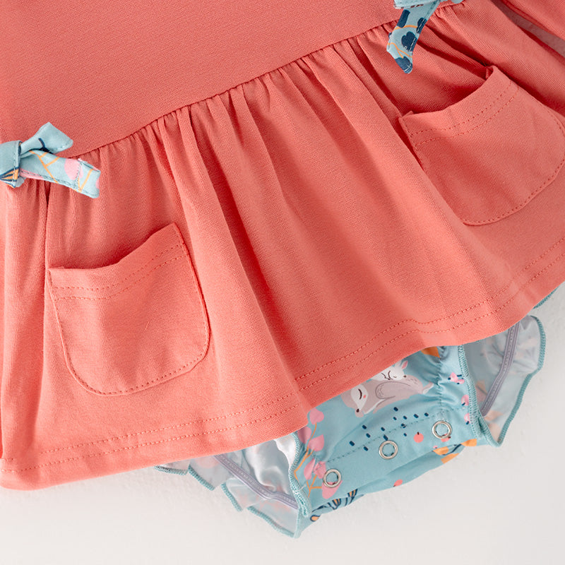 (In Stock G31-2-3)Baby Girls Coral Ruffled Romper