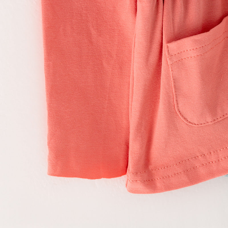 (In Stock G31-2-3)Baby Girls Coral Ruffled Romper