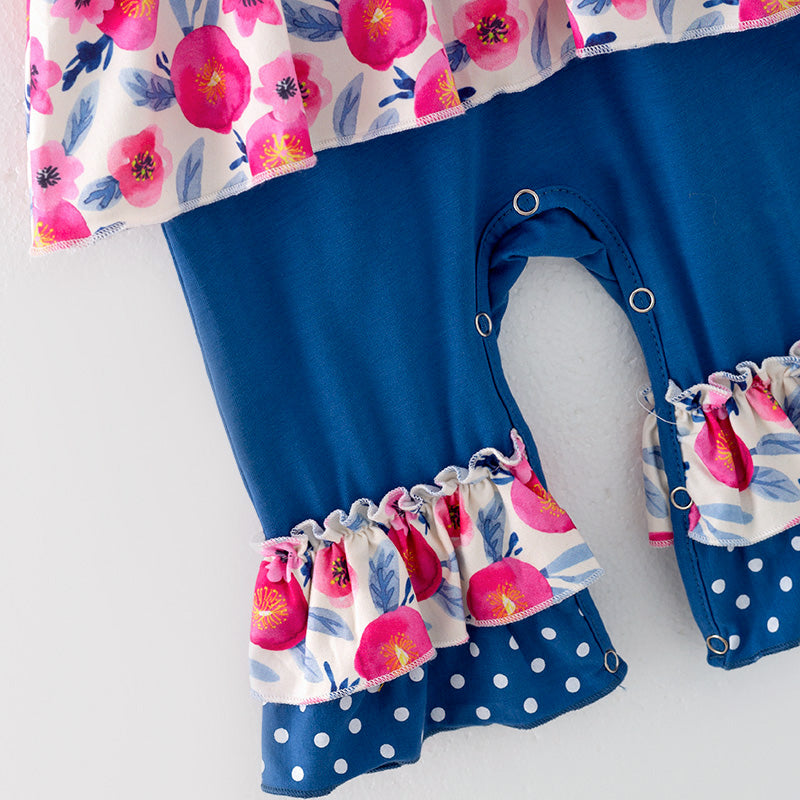 (In Stock)Toddler Girls Spring and Summer Floral Print Romper