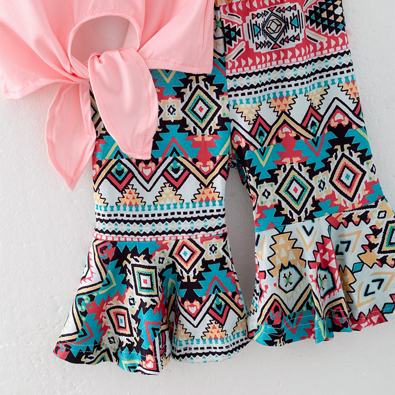 (In Stock)Girls Spring and Summer Stay Wild Print Outfit Set