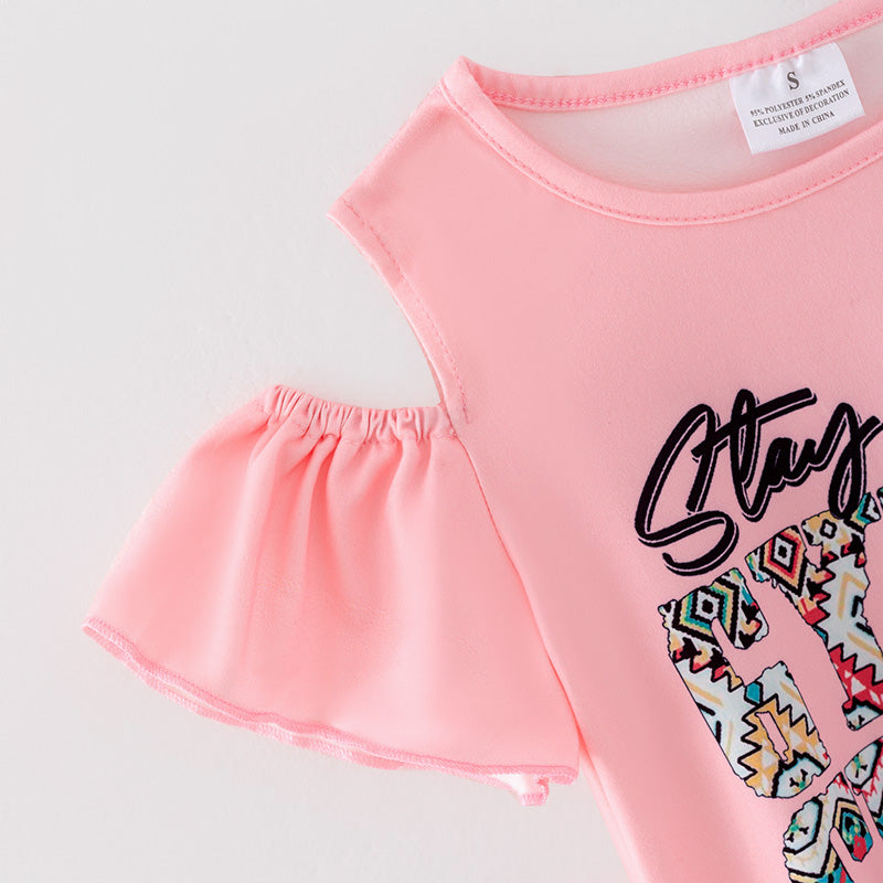 (In Stock)Girls Spring and Summer Stay Wild Print Outfit Set