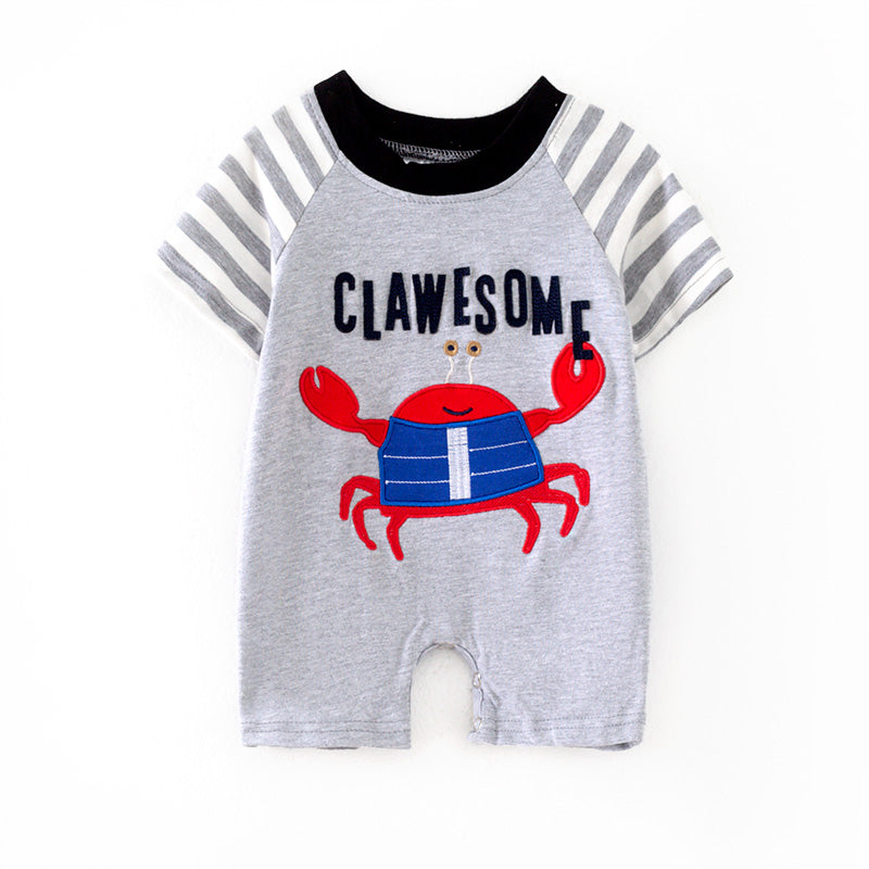(In Stock)Toddler Boys Spring and Summer Crab Applique Romper