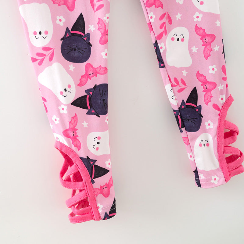 (In Stock)Girls Halloween Ghost Print Outfit Set