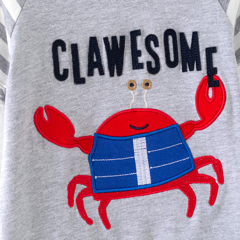 (In Stock)Toddler Boys Spring and Summer Crab Applique Romper