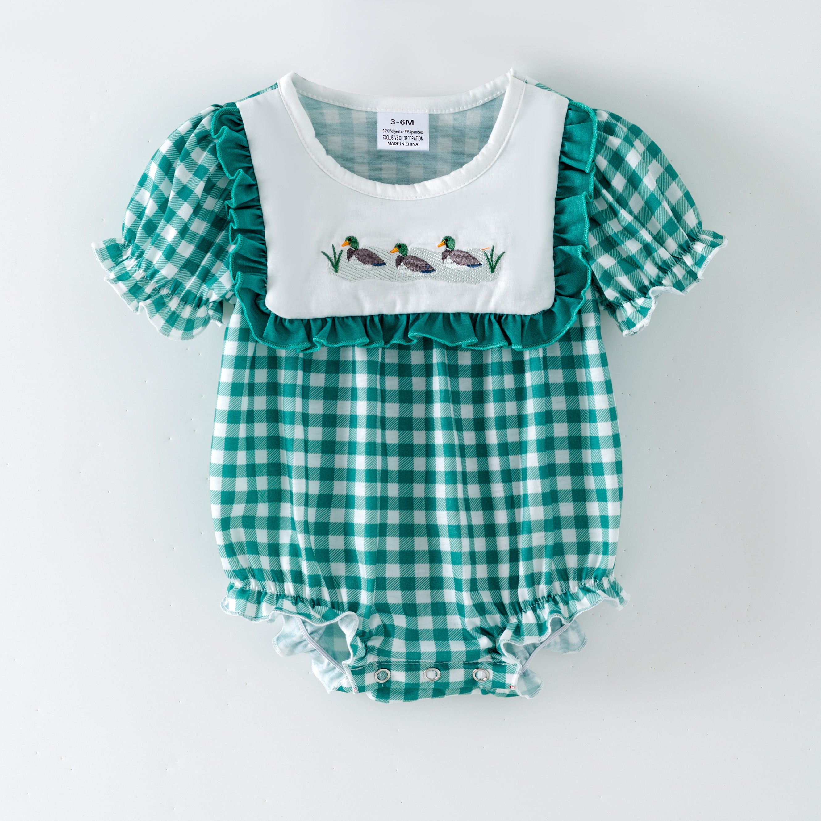 (Pre Order,Prepack Zone)Toddler Girls Duck Embroidery Romper