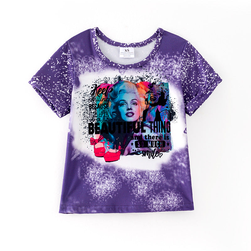 (In Stock)Girls Spring and Summer Celebrity Print Top