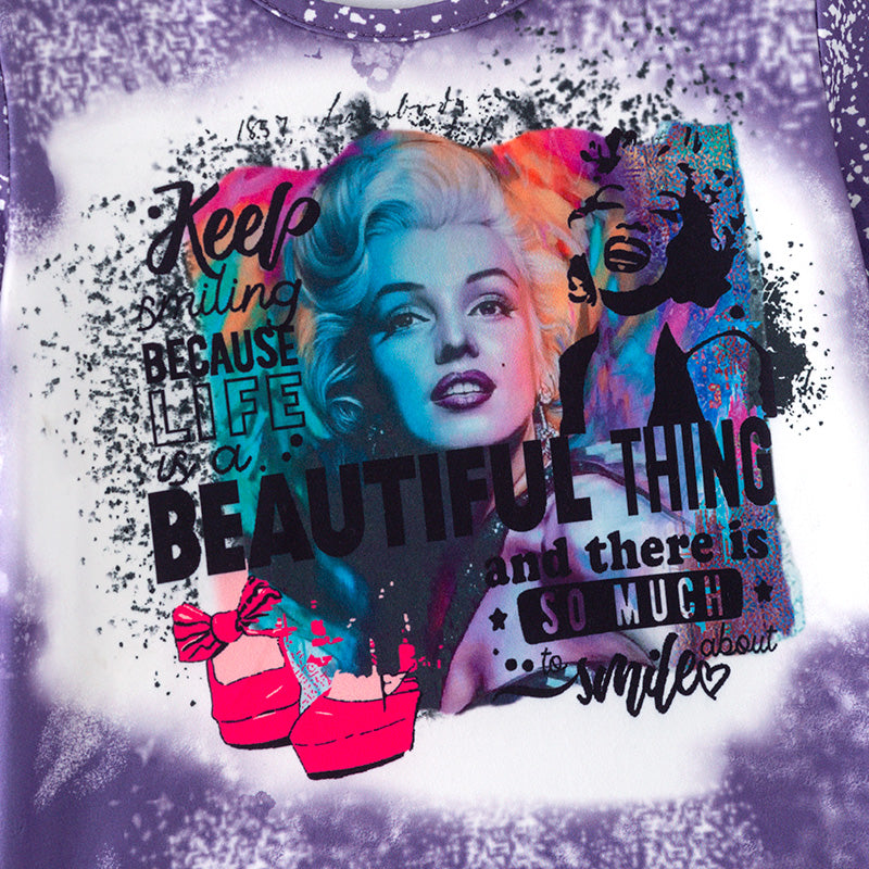 (In Stock)Girls Spring and Summer Celebrity Print Top