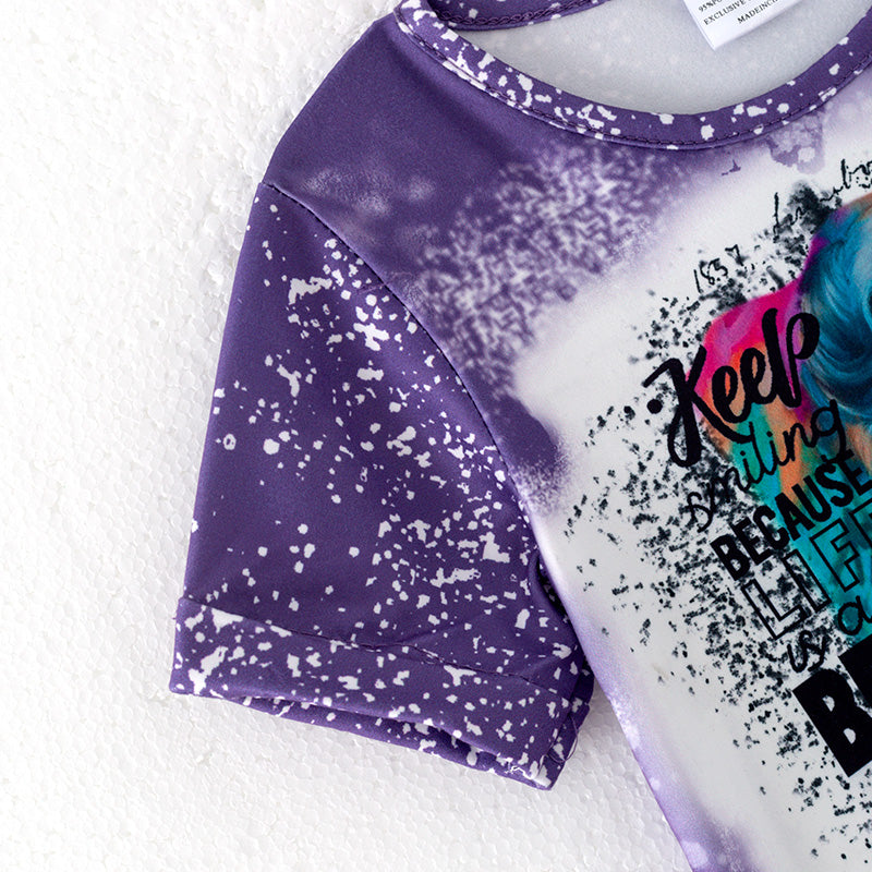 (In Stock)Girls Spring and Summer Celebrity Print Top