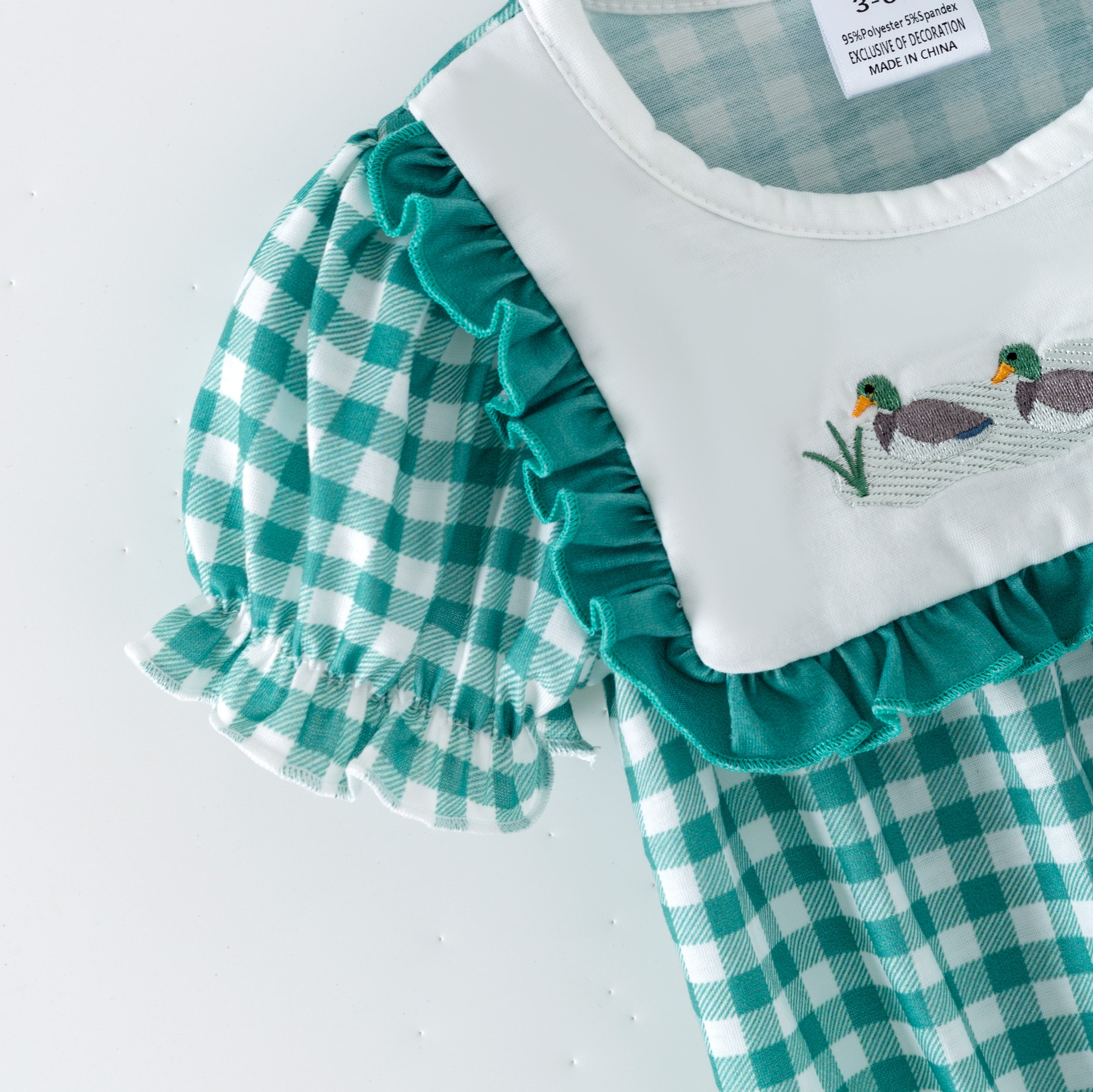 (Pre Order,Prepack Zone)Toddler Girls Duck Embroidery Romper