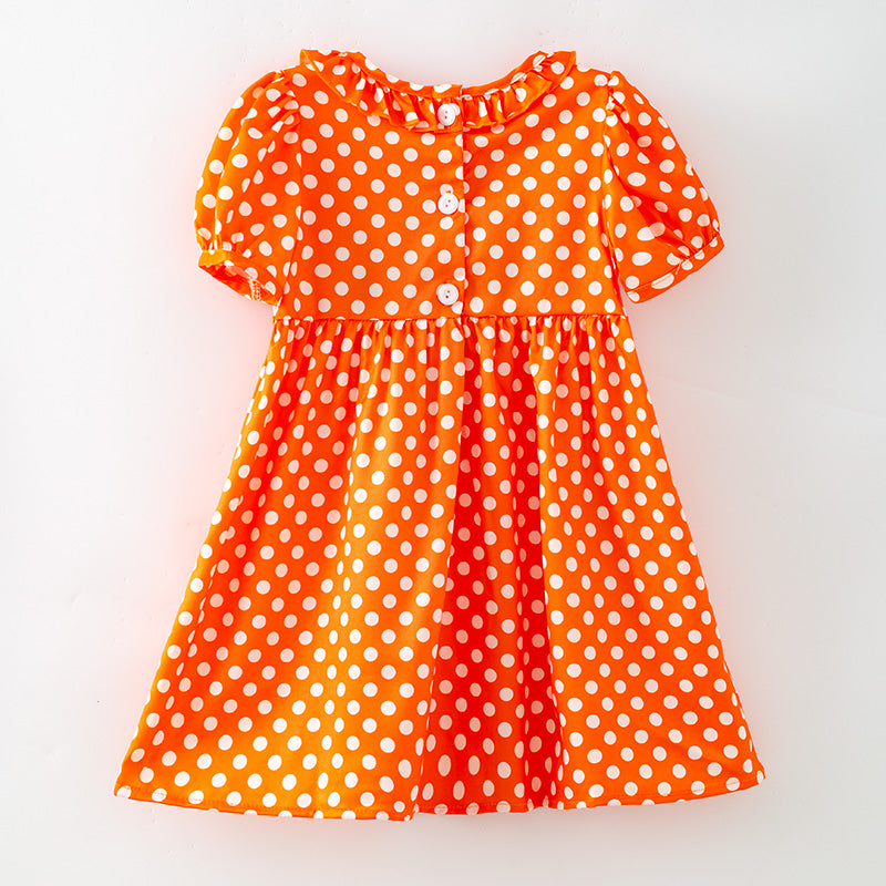 (In Stock)Girls Halloween BOO Embroidery Smocked Dress