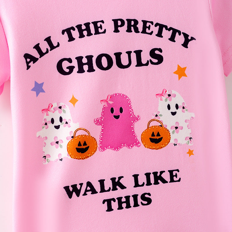 (In Stock)Girls Halloween Print Milk Silk Top