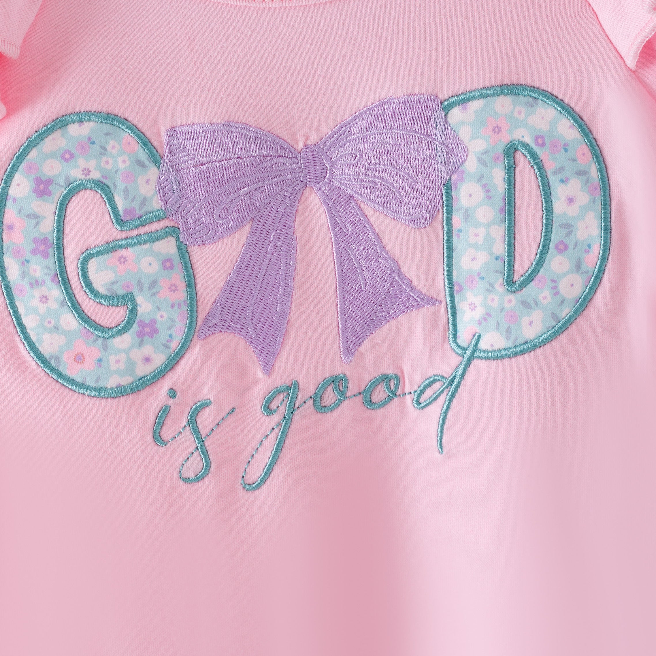 (In Stock)Girls Spring&Summer GOD is good Applique Ruffle Set&Romper