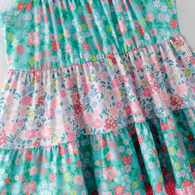 (Pre Order)Girls Spring and Summer Floral Print Slip Dress