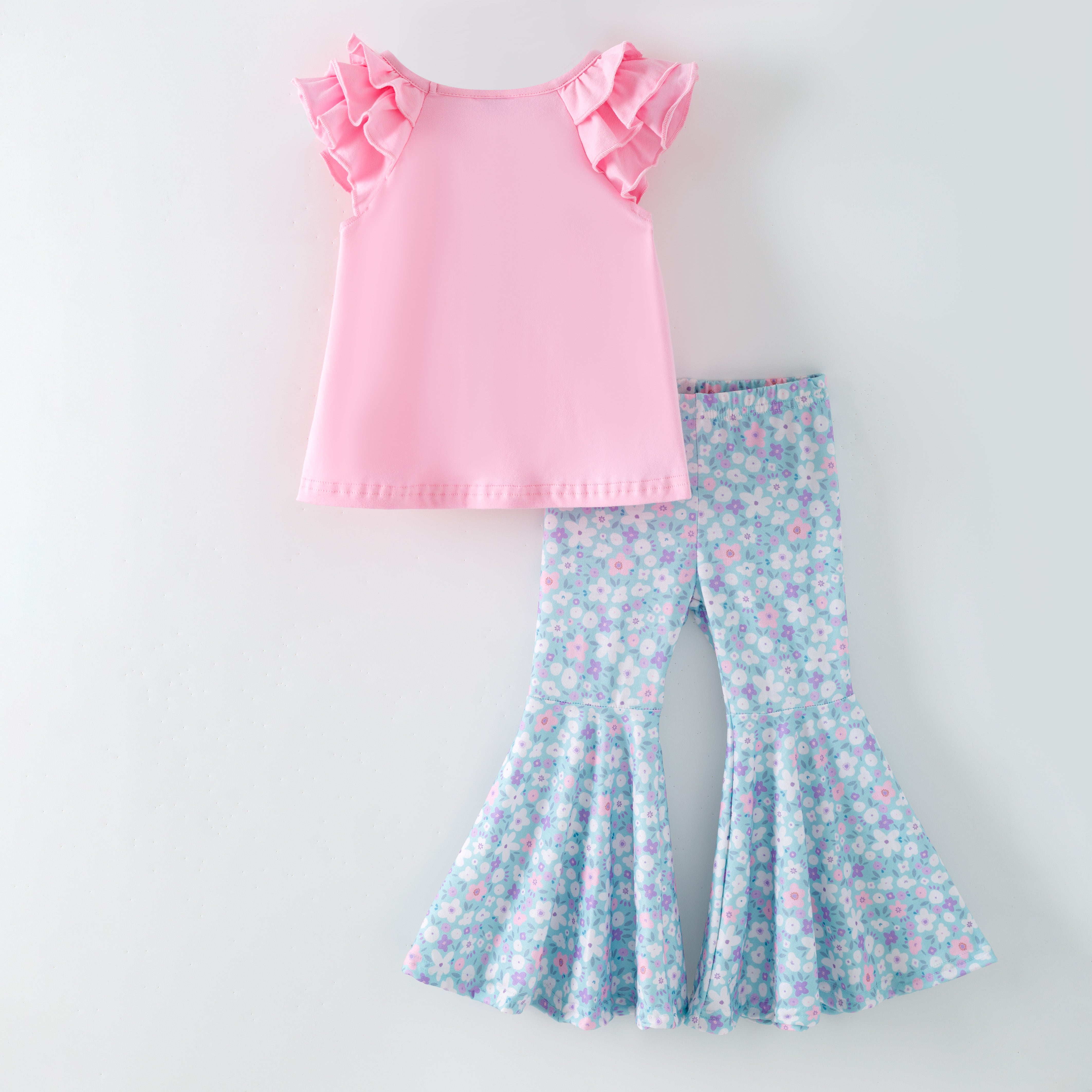 (In Stock)Girls Spring&Summer GOD is good Applique Ruffle Set&Romper